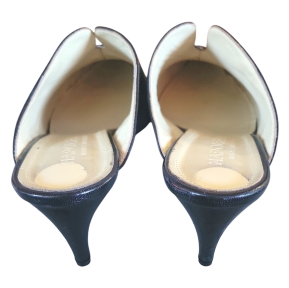 Napoleoni Black Leather Women's Made in Italy Pointed Toes Mules Sz 38 - Picture 4 of 8